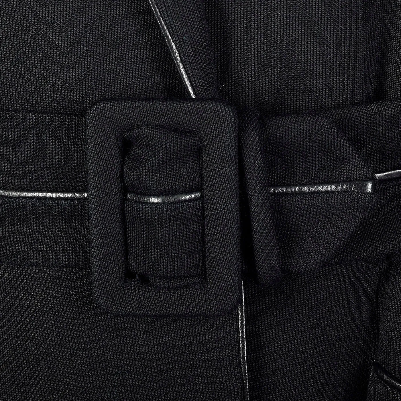 1950s Black Knit Trench Coat with Red Lining