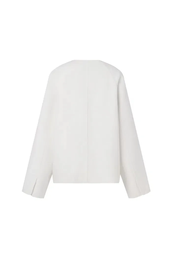 Alina Hand Rolled Buttons Wool Jacket in Australian Merino Twill