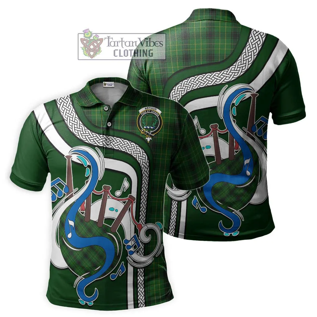 Arthur Highland Tartan Polo Shirt with Epic Bagpipe Style
