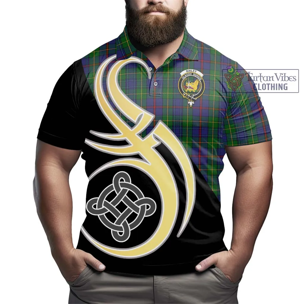 Bailey Tartan Polo Shirt with Family Crest and Celtic Symbol Style