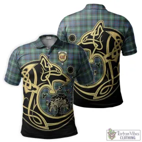 Baillie Ancient Tartan Polo Shirt with Family Crest Celtic Wolf Style