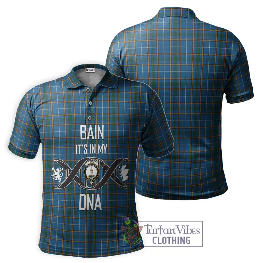 Bain Tartan Polo Shirt with Family Crest DNA In Me Style