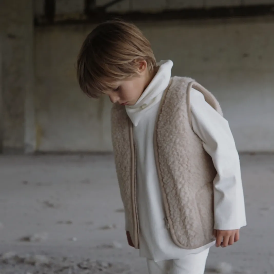 Clara 100% Wool Vest (Latte)