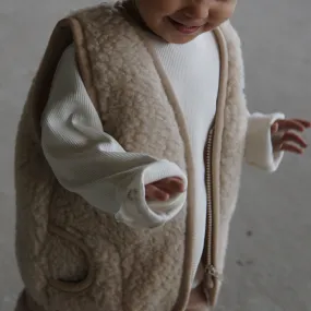 Clara 100% Wool Vest (Latte)
