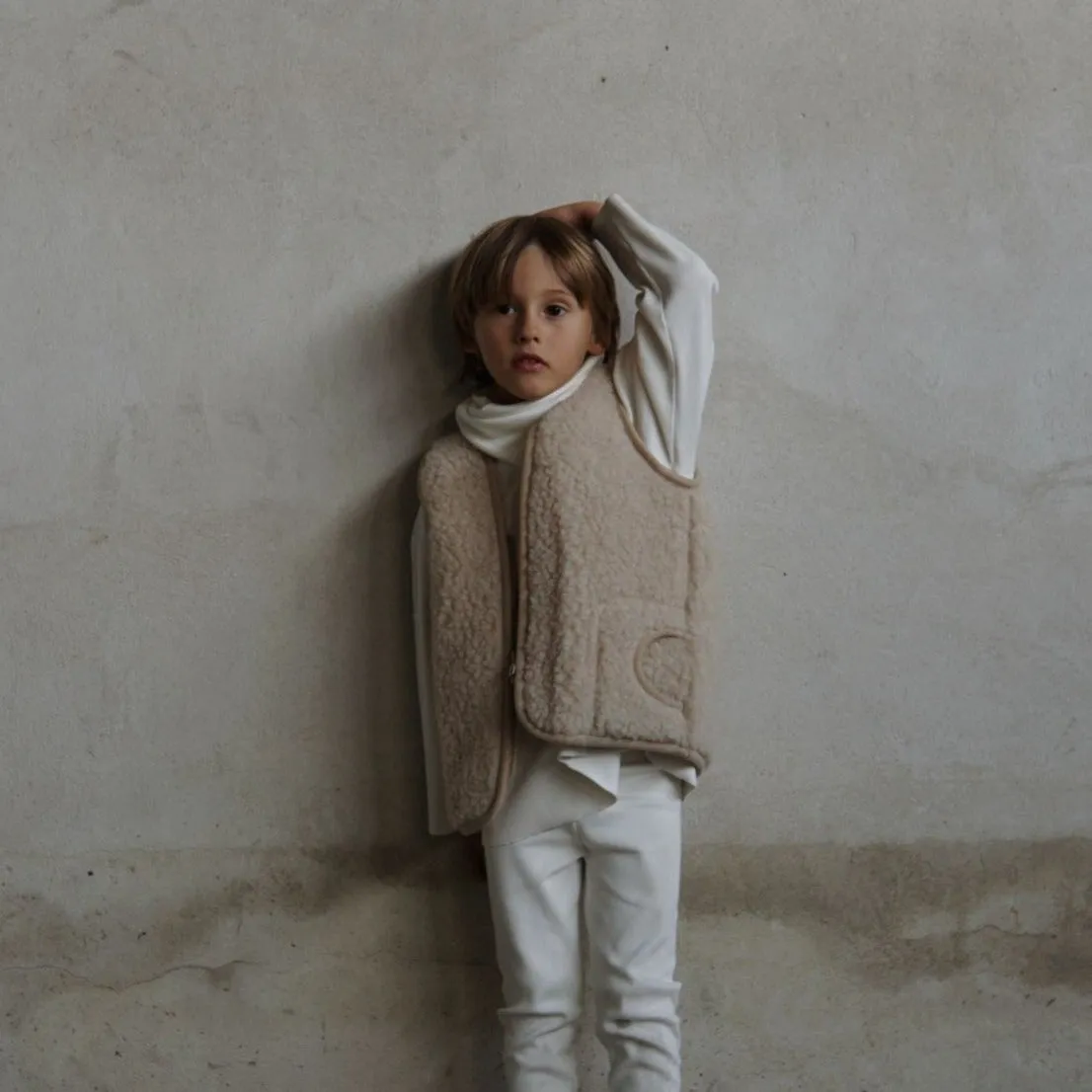 Clara 100% Wool Vest (Latte)