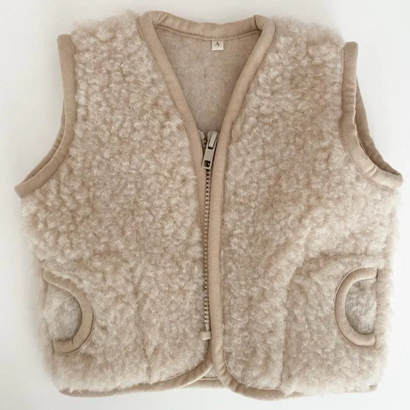 Clara 100% Wool Vest (Latte)