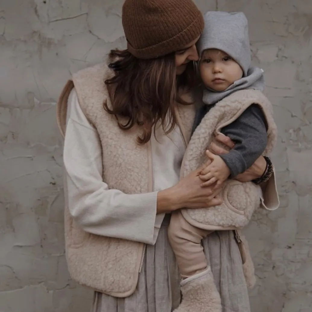Clara 100% Wool Vest (Latte)