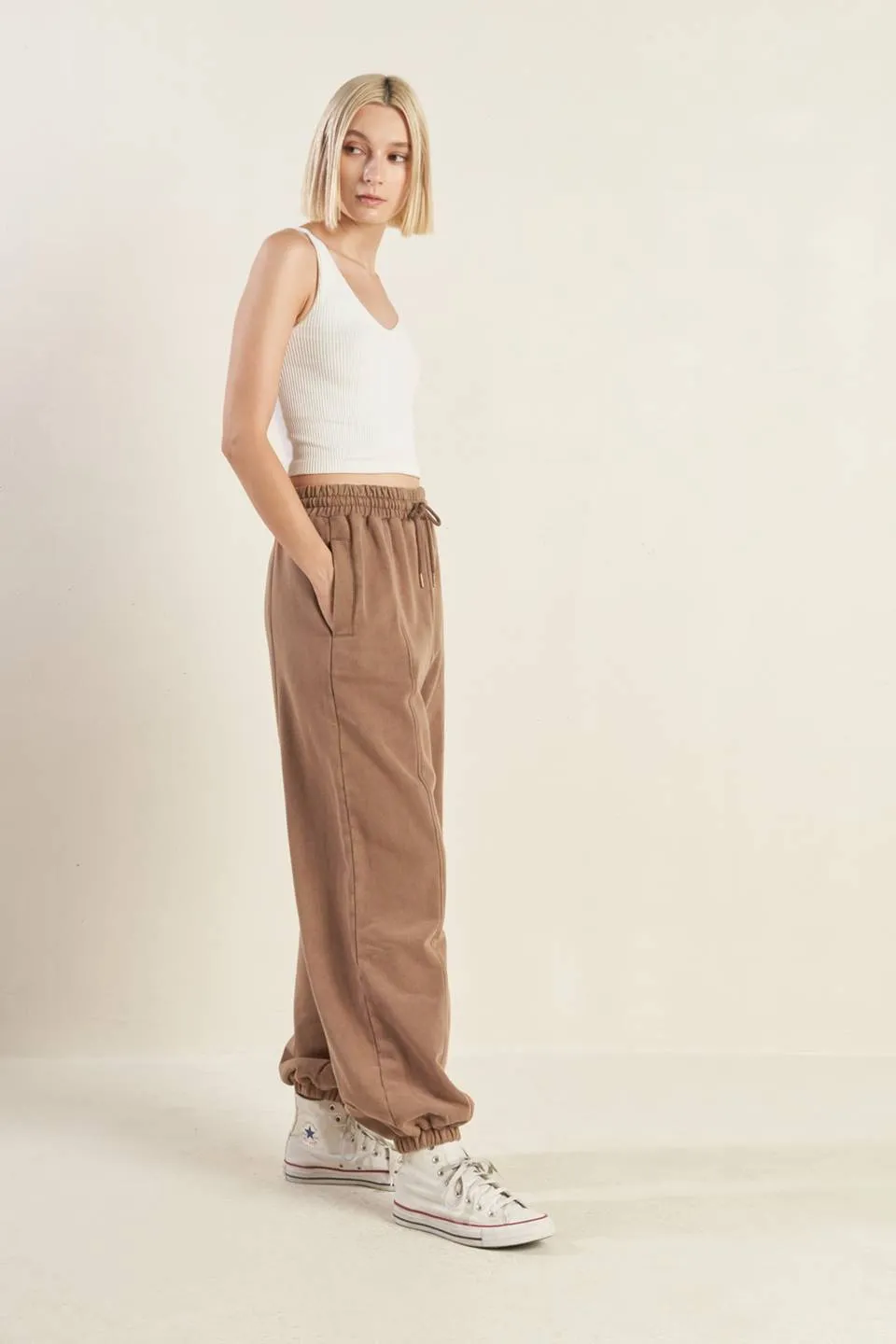 DELIGHTFUL DRAPE FRENCH TERRY JOGGER PANTS