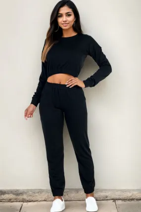 French Terry Elastic Waist Pullover & Joggers Set