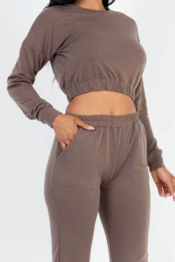 French Terry Elastic Waist Pullover & Joggers Set