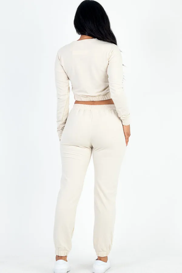French Terry Elastic Waist Pullover & Joggers Set