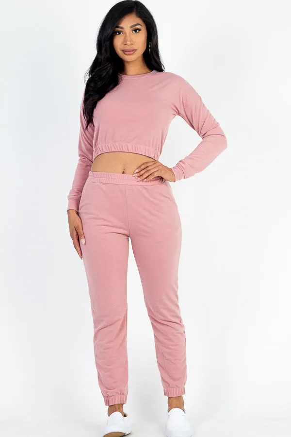 French Terry Elastic Waist Pullover & Joggers Set