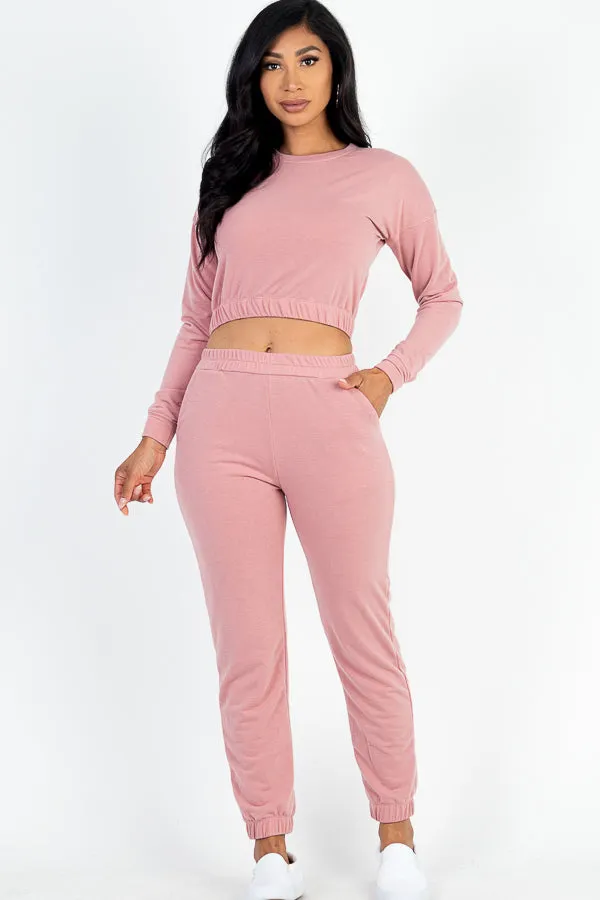 French Terry Elastic Waist Pullover & Joggers Set