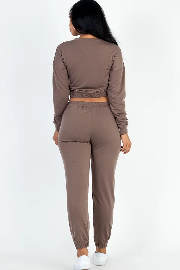French Terry Elastic Waist Pullover & Joggers Set