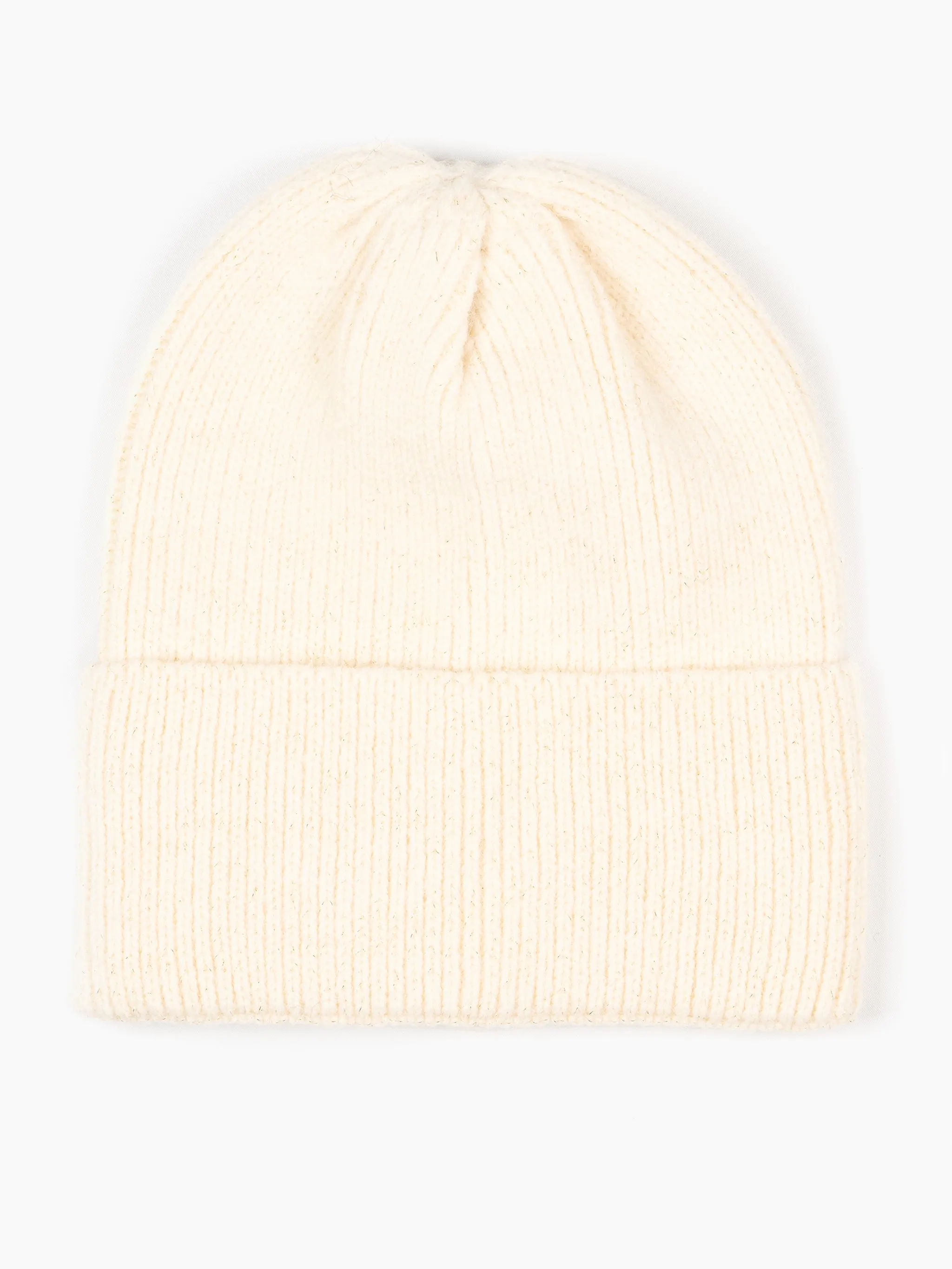 Harmony Knitted Beanie Hat - Cream, Glitter