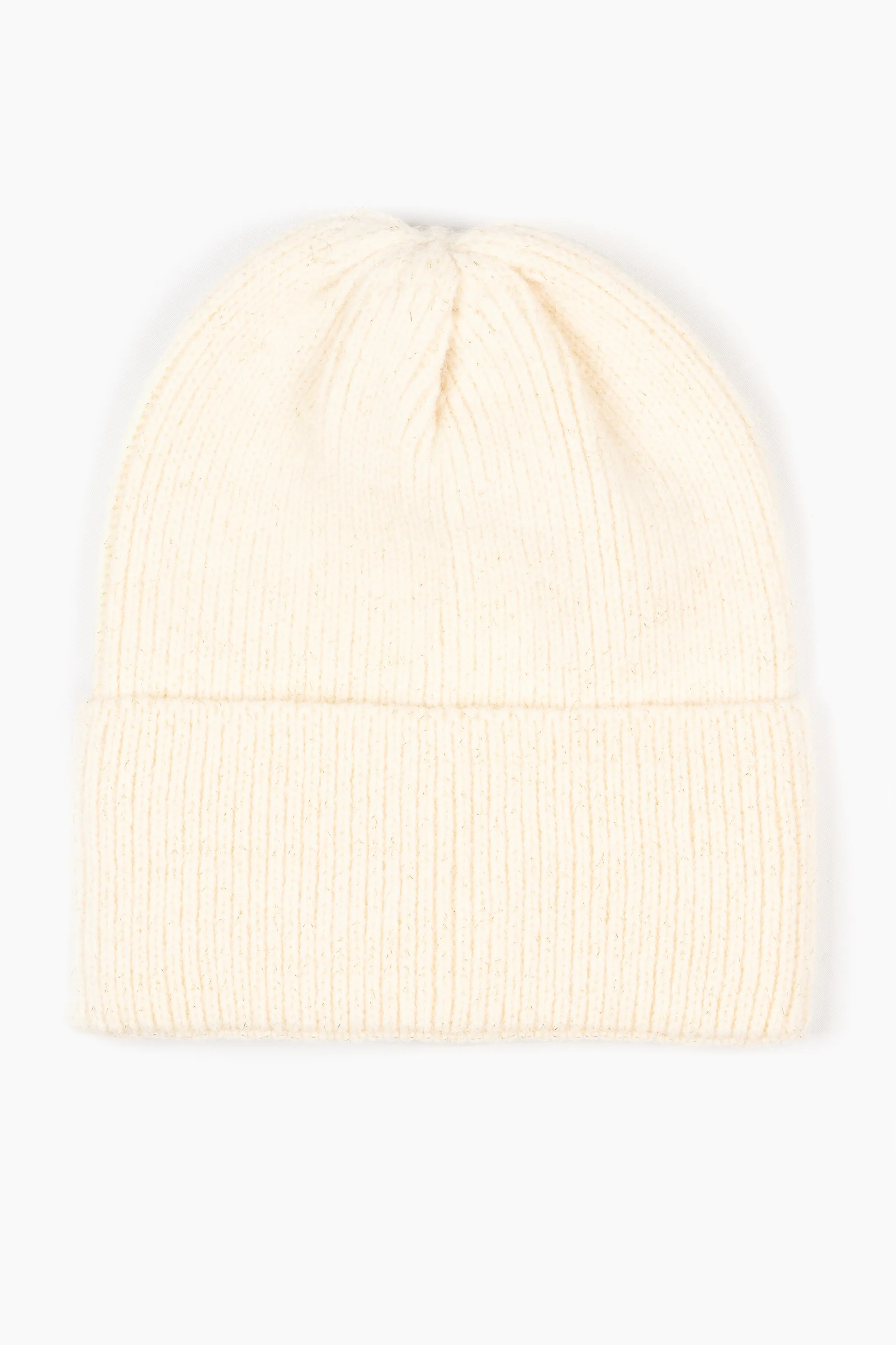 Harmony Knitted Beanie Hat - Cream, Glitter
