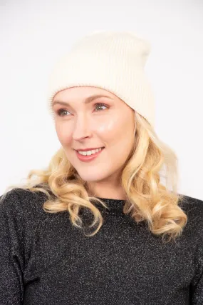 Harmony Knitted Beanie Hat - Cream, Glitter