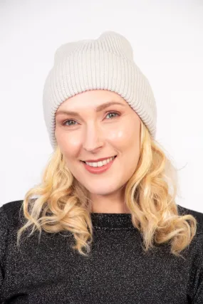 Harmony Knitted Beanie Hat - Light Grey, Glitter