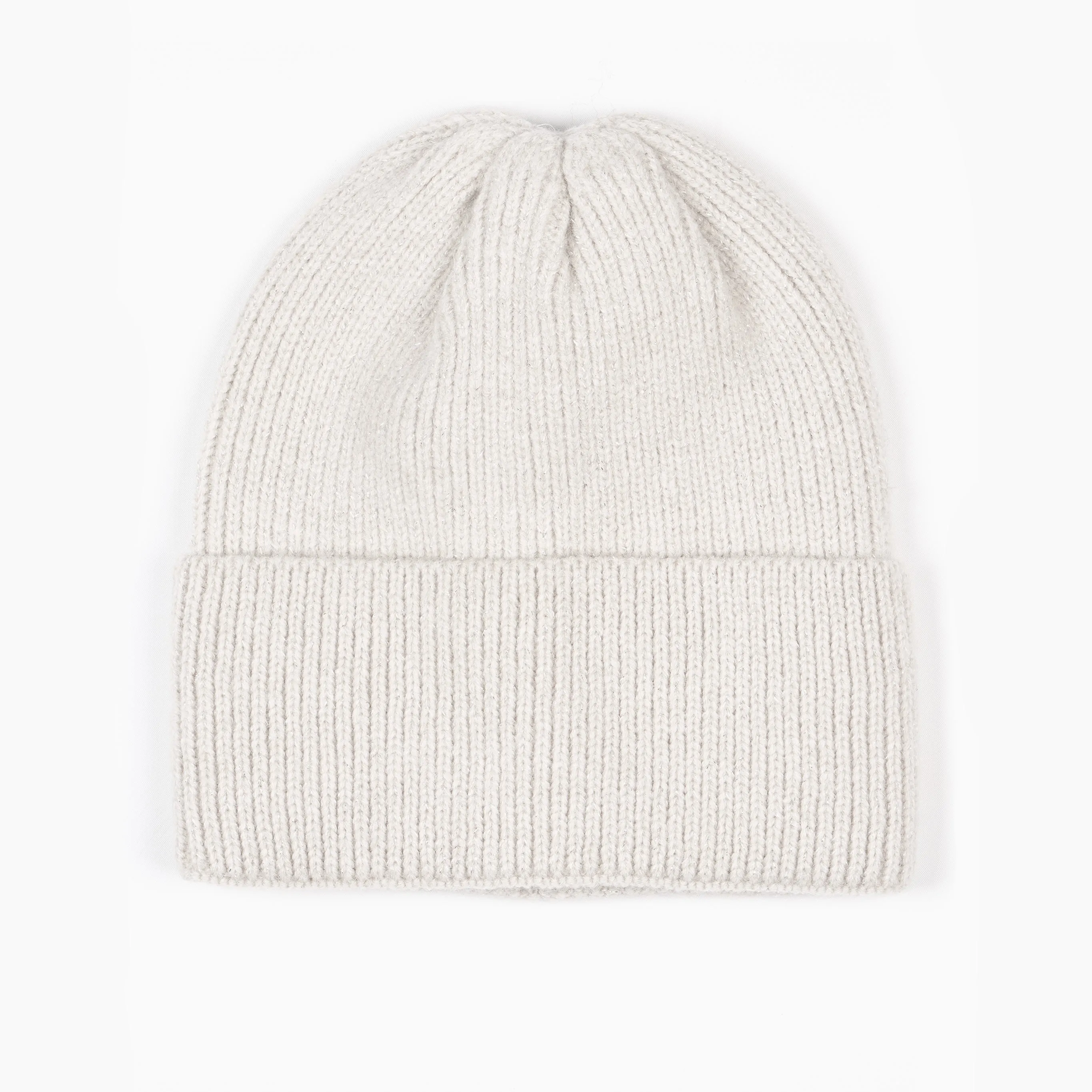 Harmony Knitted Beanie Hat - Light Grey, Glitter