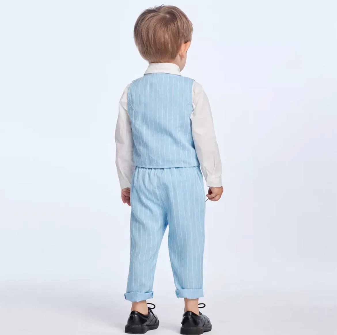 Monaco - Boys Linen Look Suit Set with Bow tie
