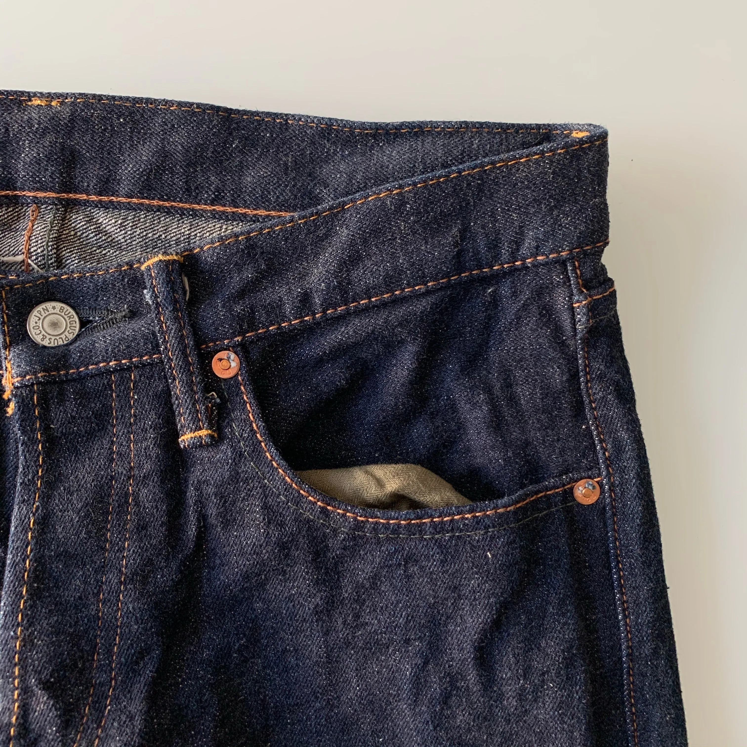 Natural Indigo Red Cast 15.5oz Selvedge Slim Straight Slub Jeans - OW (850)