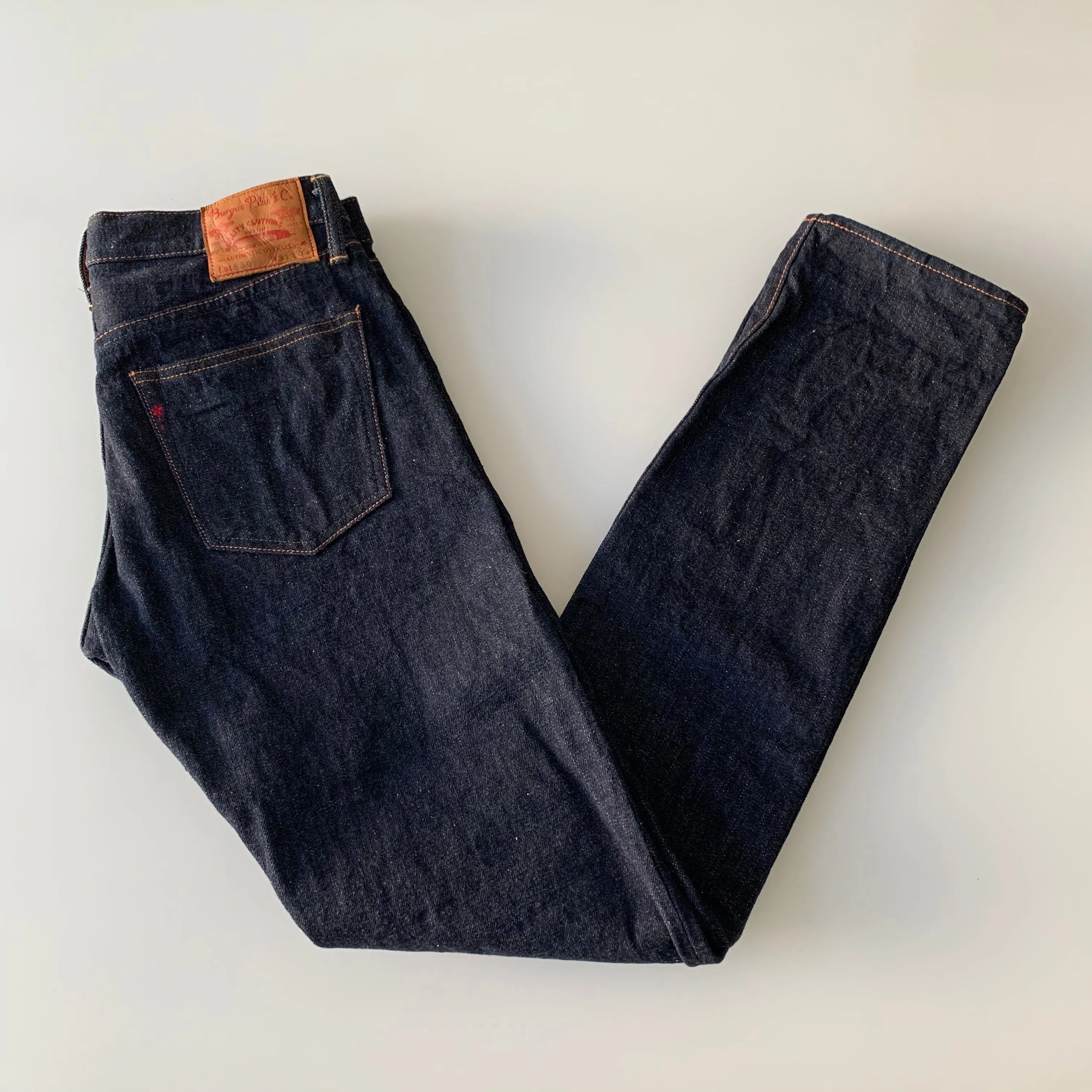 Natural Indigo Red Cast 15.5oz Selvedge Slim Straight Slub Jeans - OW (850)
