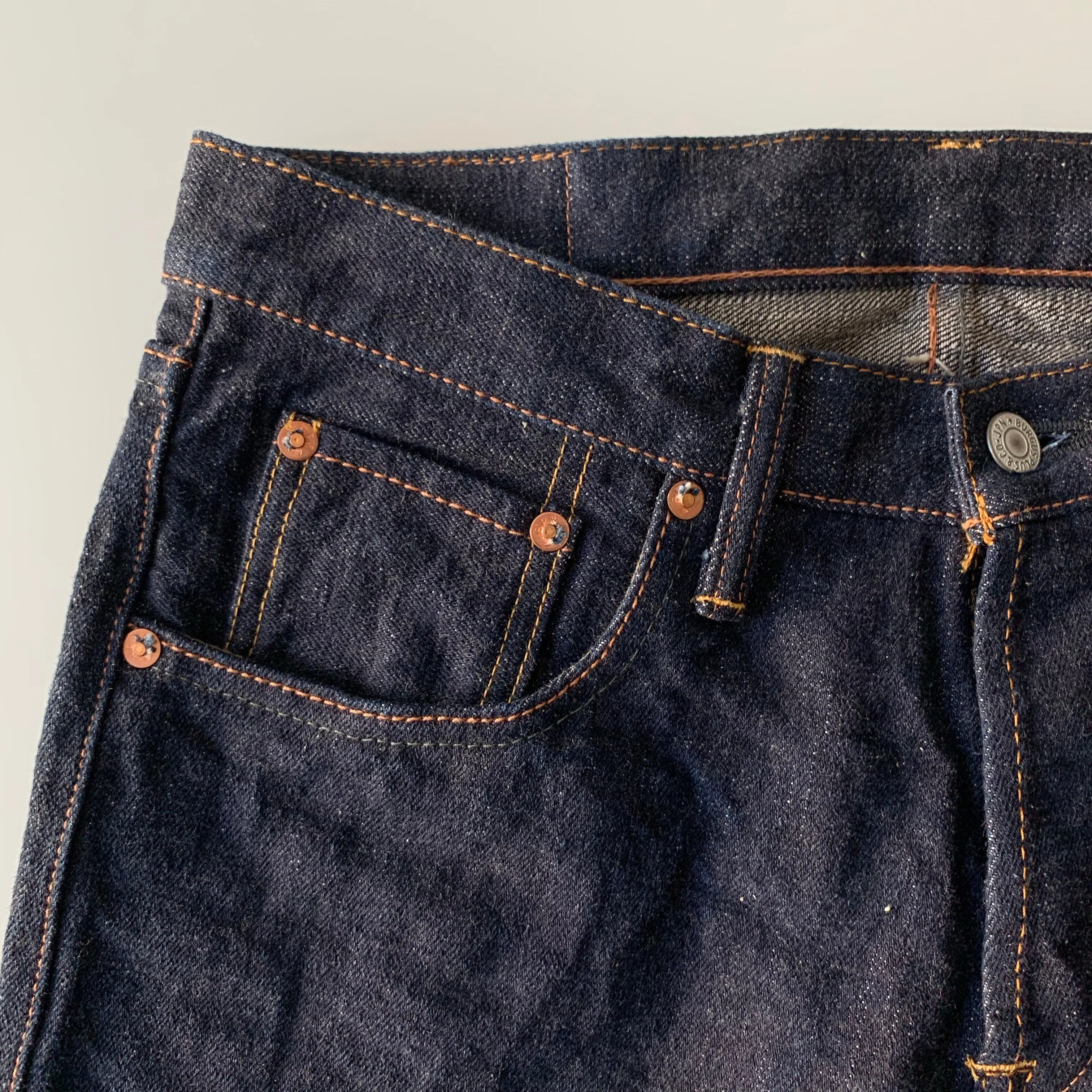 Natural Indigo Red Cast 15.5oz Selvedge Slim Straight Slub Jeans - OW (850)