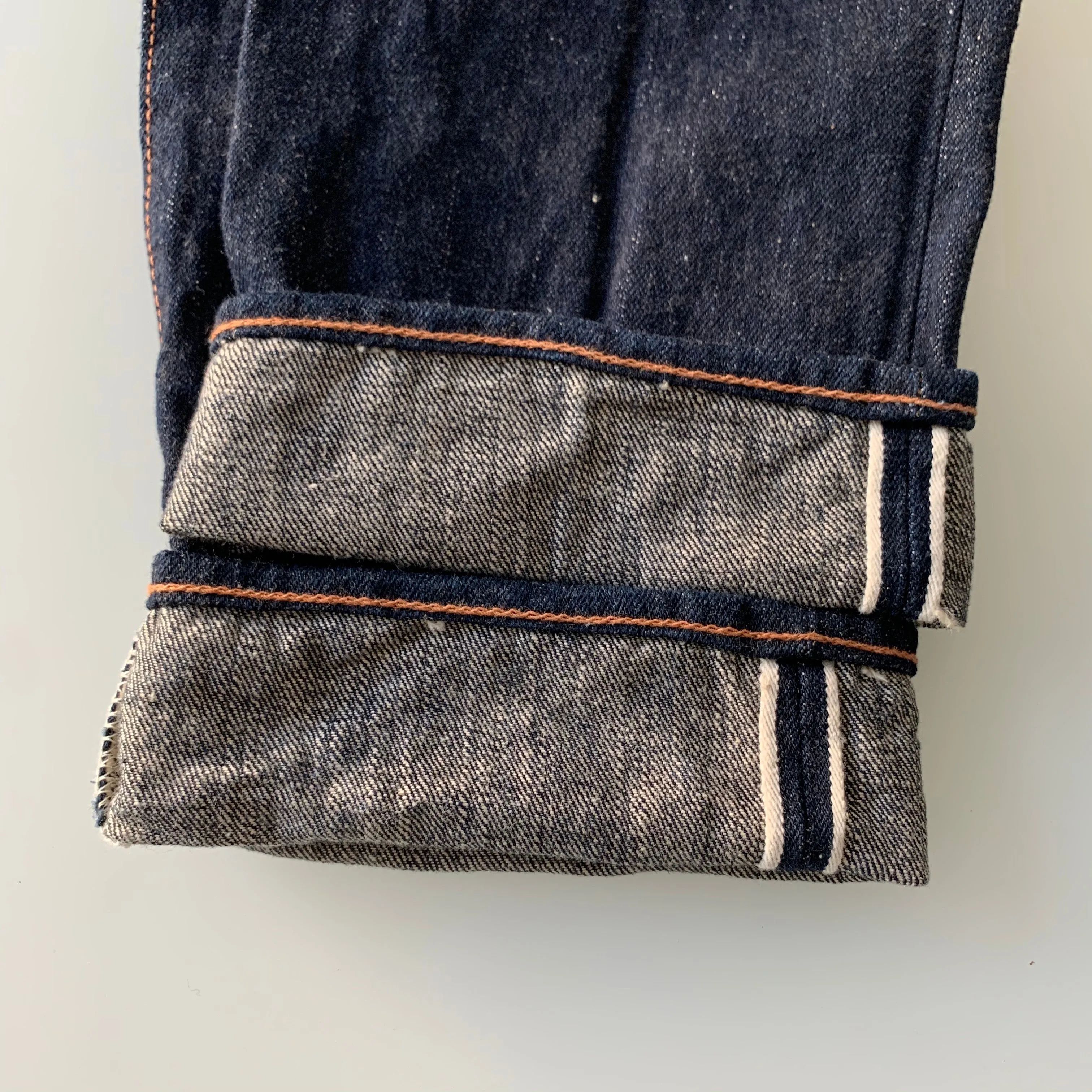 Natural Indigo Red Cast 15.5oz Selvedge Slim Straight Slub Jeans - OW (850)