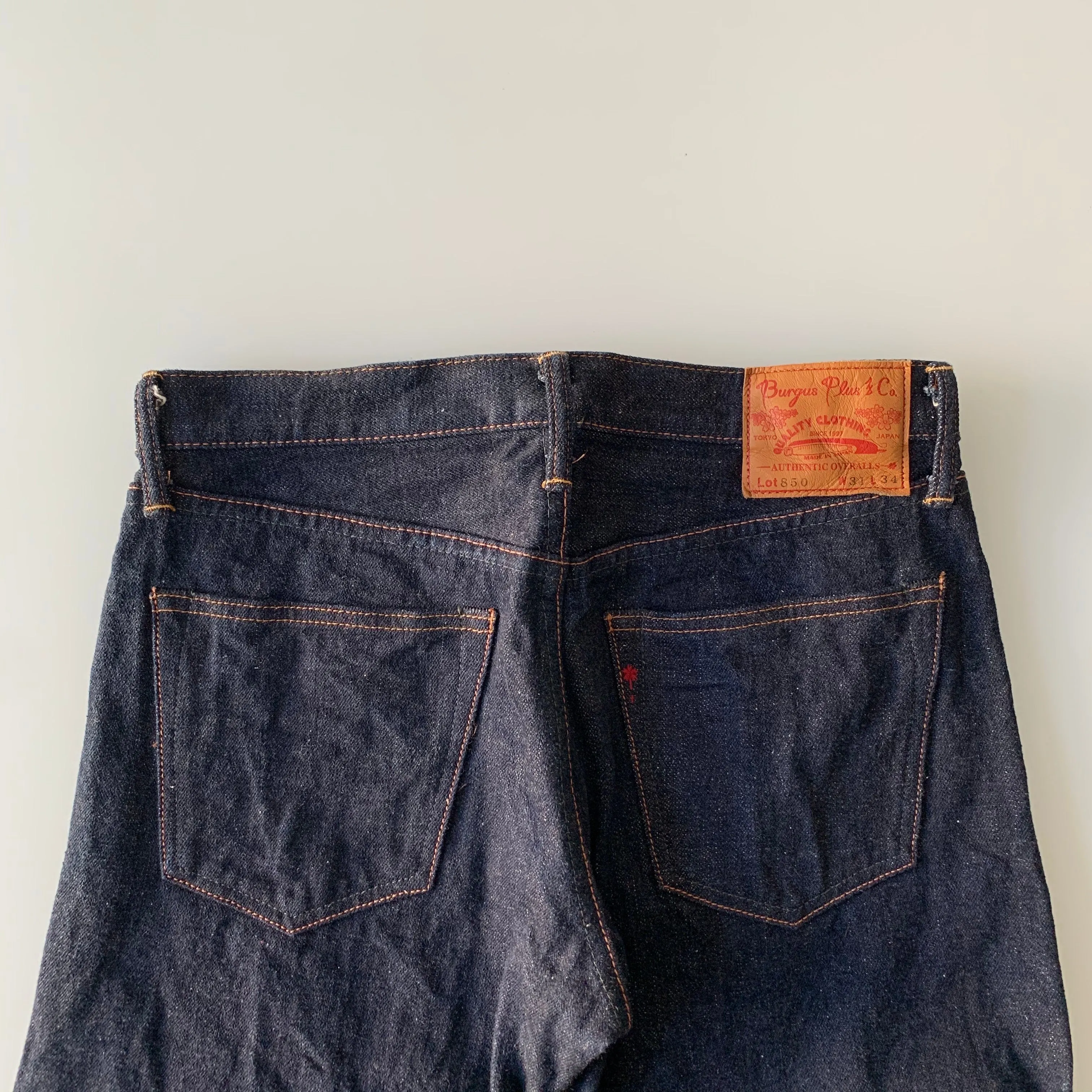 Natural Indigo Red Cast 15.5oz Selvedge Slim Straight Slub Jeans - OW (850)