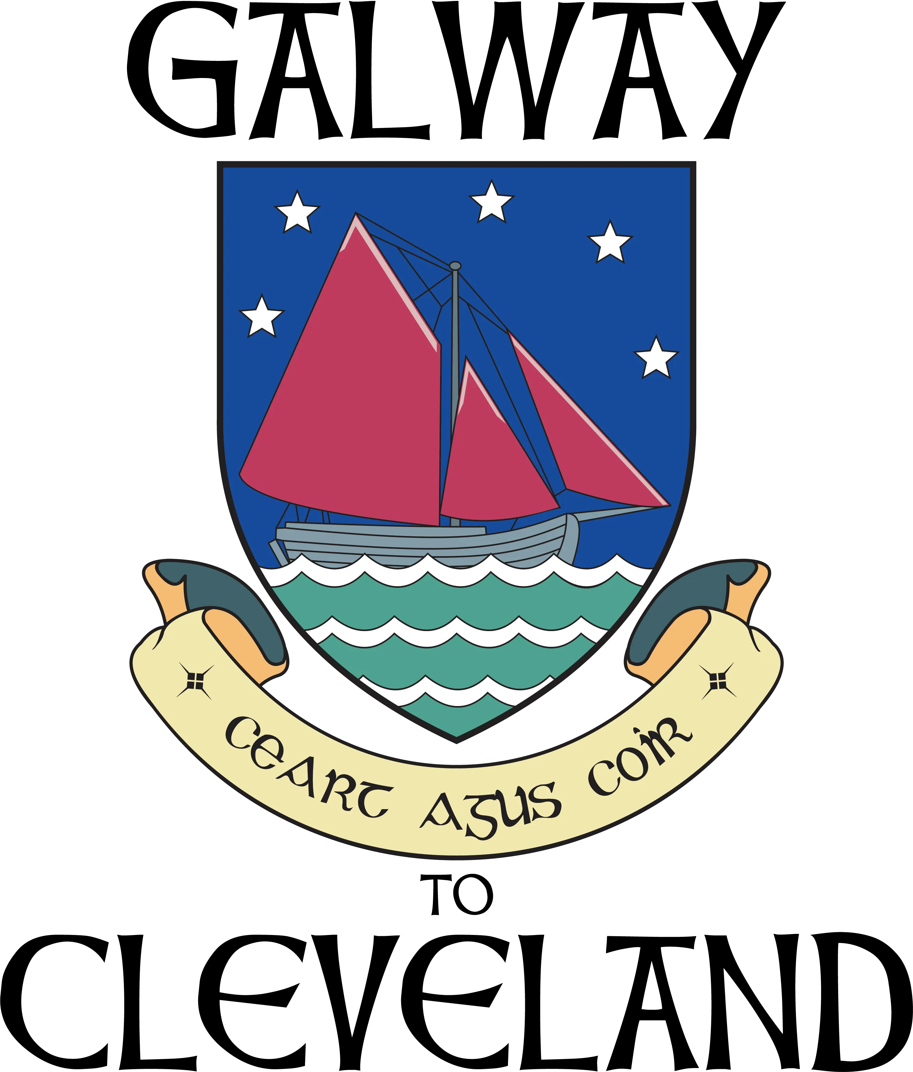 "Galway to Cle" Irish Counties Design on Gray
