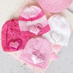 SET OF FOUR CROCHET SHIMMERY CAPS