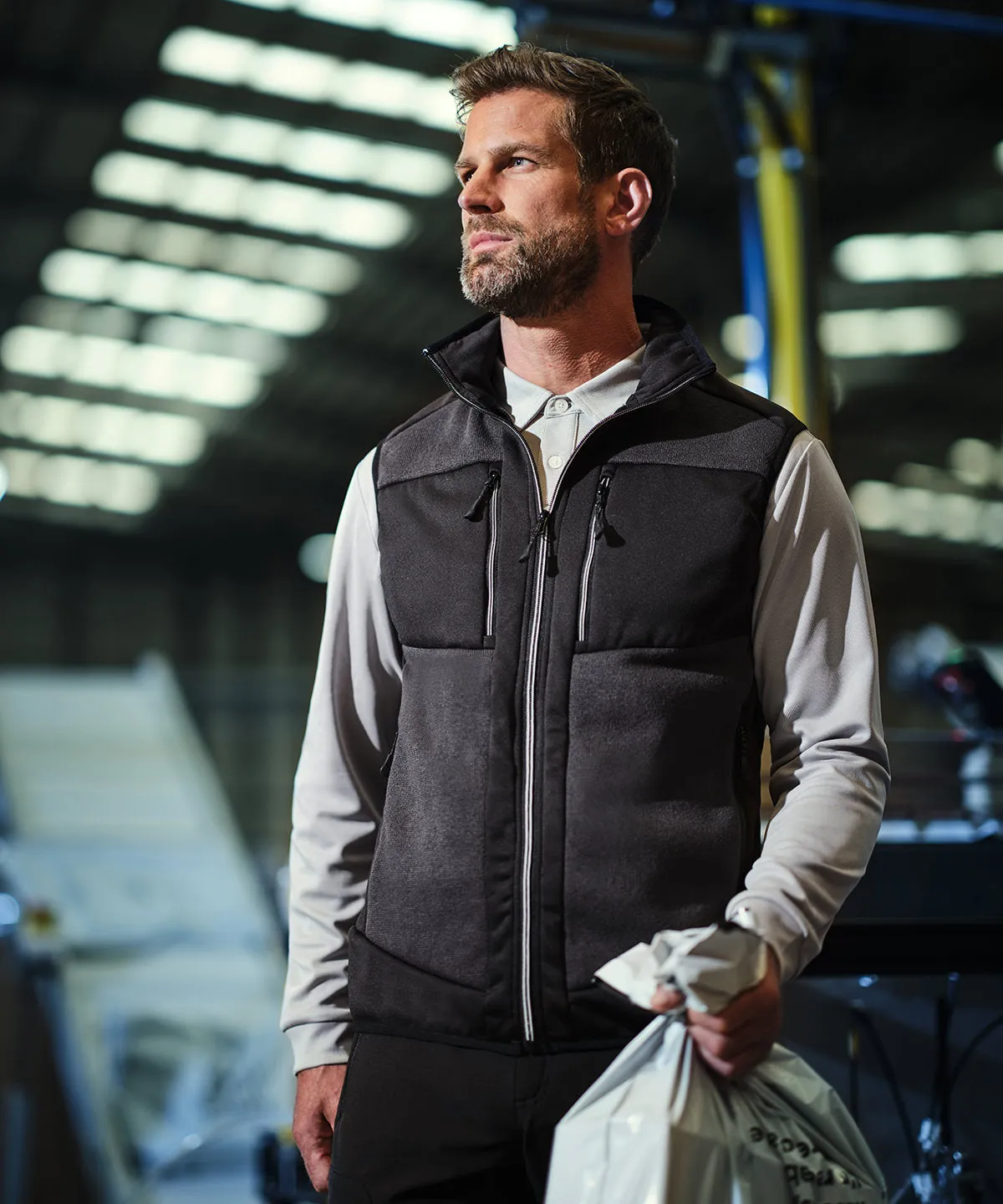 Strong Blue/Navy - E-Volve unisex knit-effect stretch bodywarmer